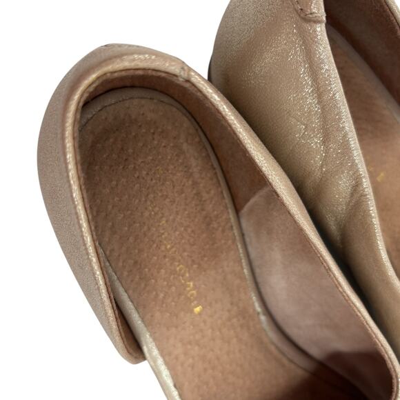 Anthropologie Champagne Gold Souvenier D'Orsay Open Toe Leather Flats - Picture 9 of 11